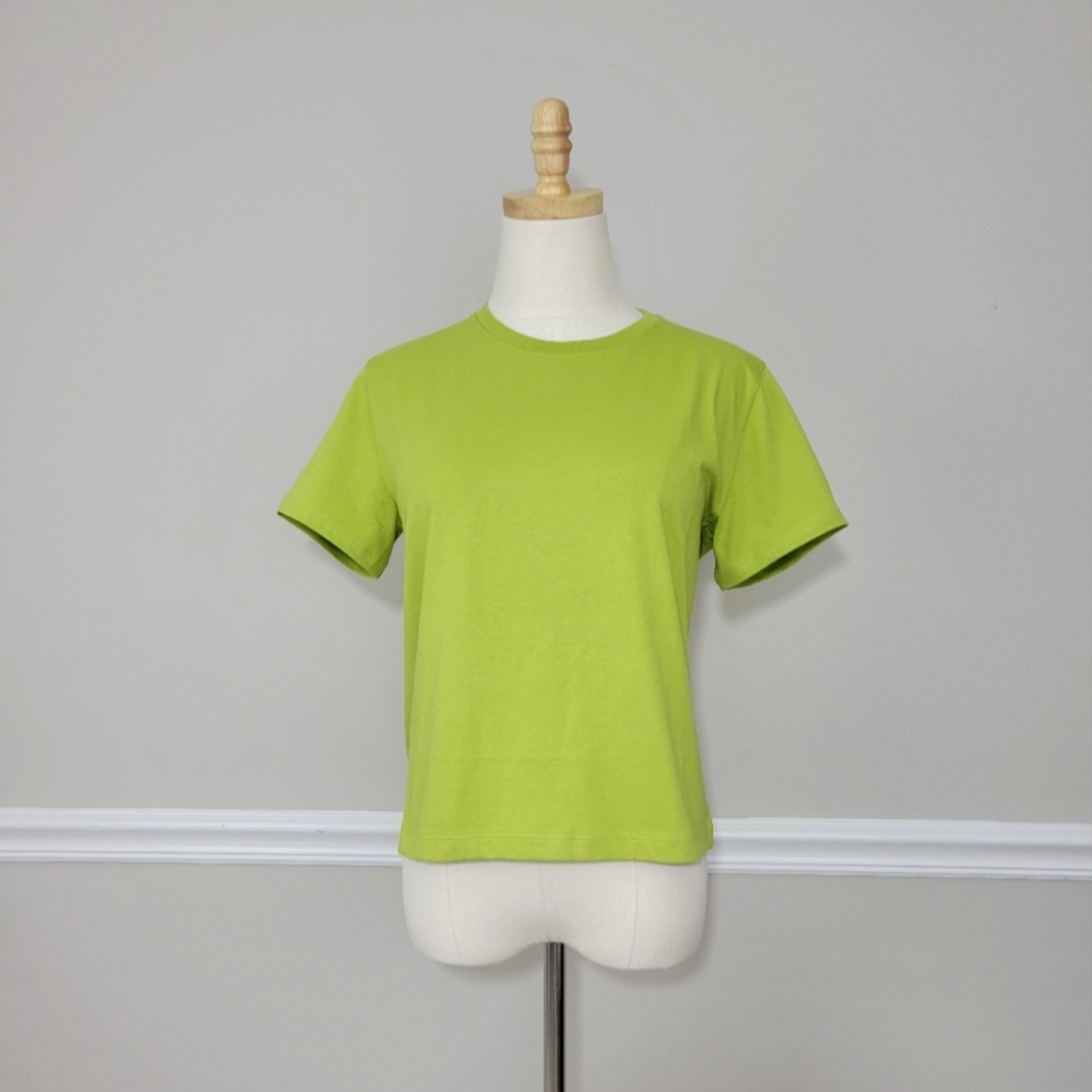 Everlane 100% Organic Cotton Green Casual Crew Neck T Shirt Top